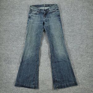 7 For All Mankind Jeans Women's 25 Blue Dojo Flared Denim Mid Rise Stretch 28x31